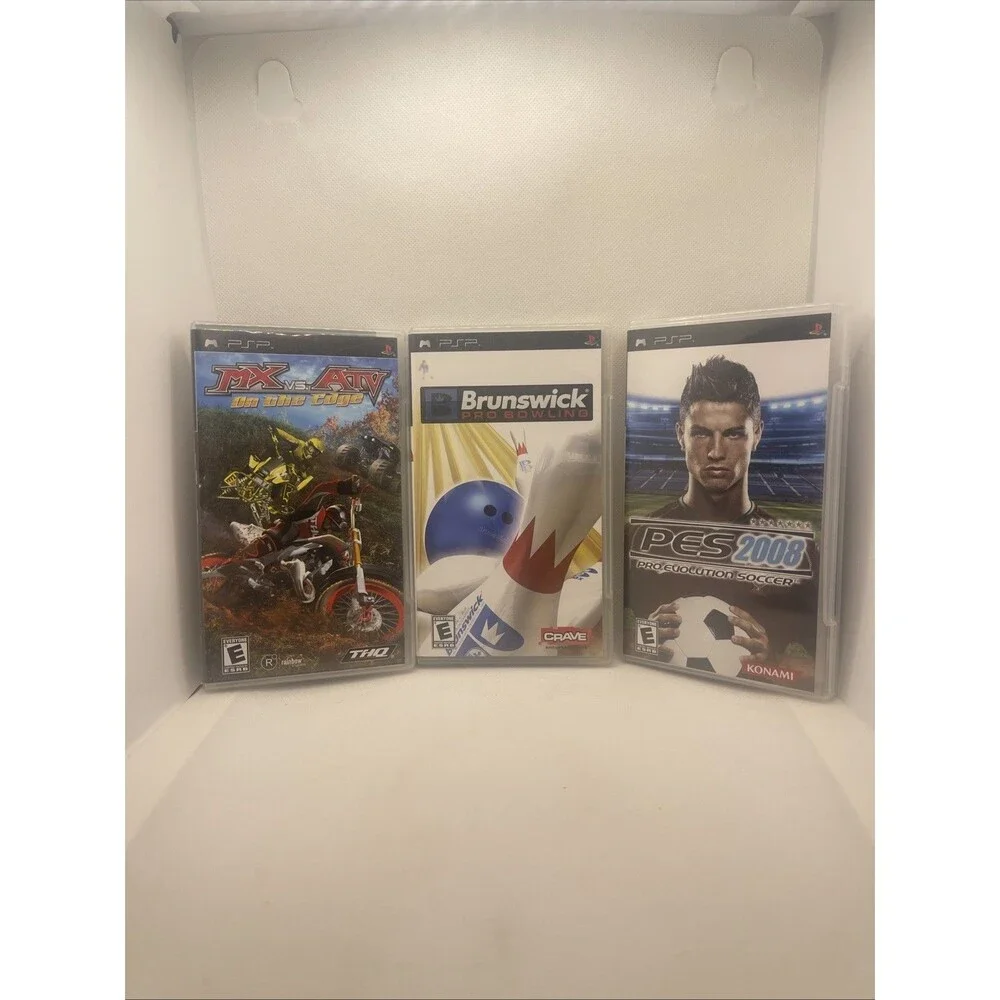 PSP Game Lot of 3 CIB MX Vs. ATV - Brunswick Pro Bowling - PES 2008